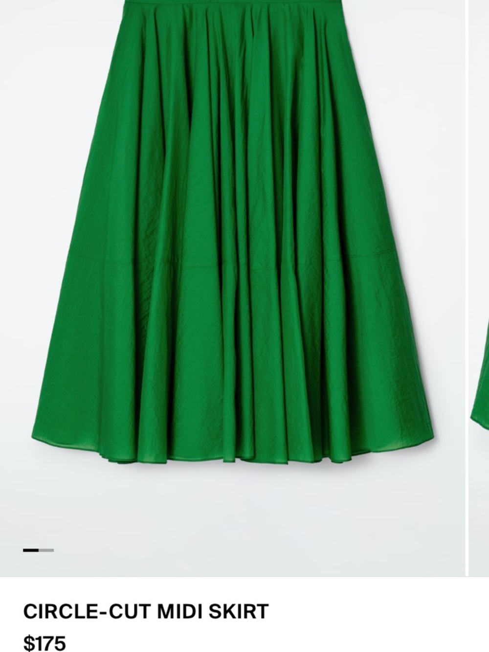 COS Green Circle-Cut Midi Skirt size US4/UK8